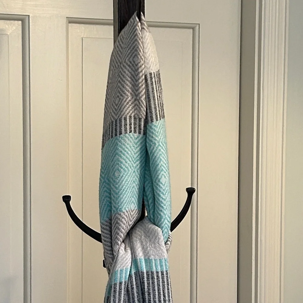 Favorites Set Mashup Cream Velvet Bolster Pillow Gray Beige Turquoise Wrap Scarf